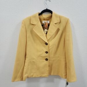 Suit Studio  Womens Yellow Vintage Single Breasted Blazer with Kerchief Size 14.